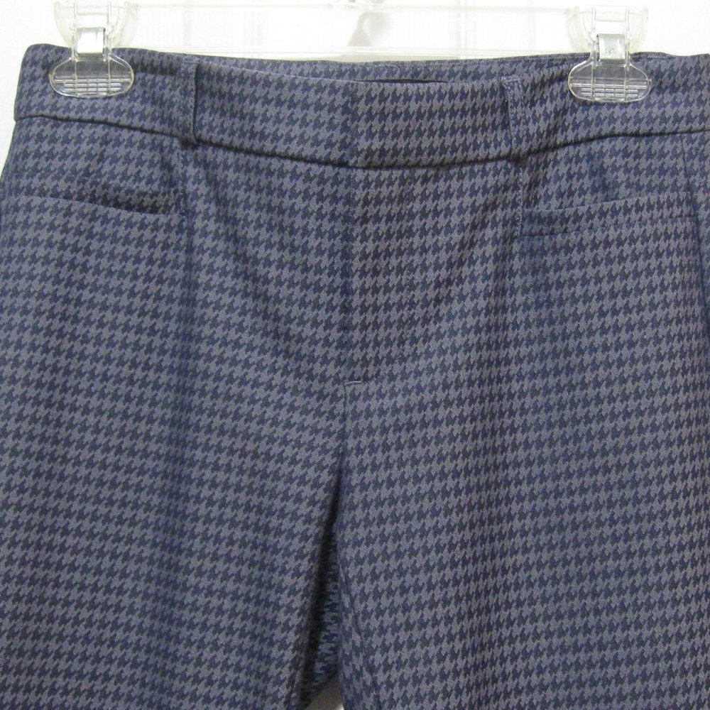 Sloan Stretch Ankle Pants Gray Blue Houndstooth Check